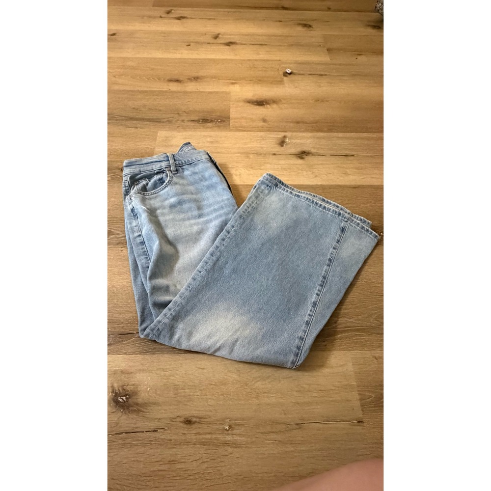 NWT American Eagle Low-Rise Baggy Flare Jeans Light Wash Blue Denim 16 Regular